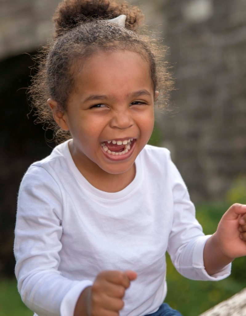 Girl with aniridia smiling