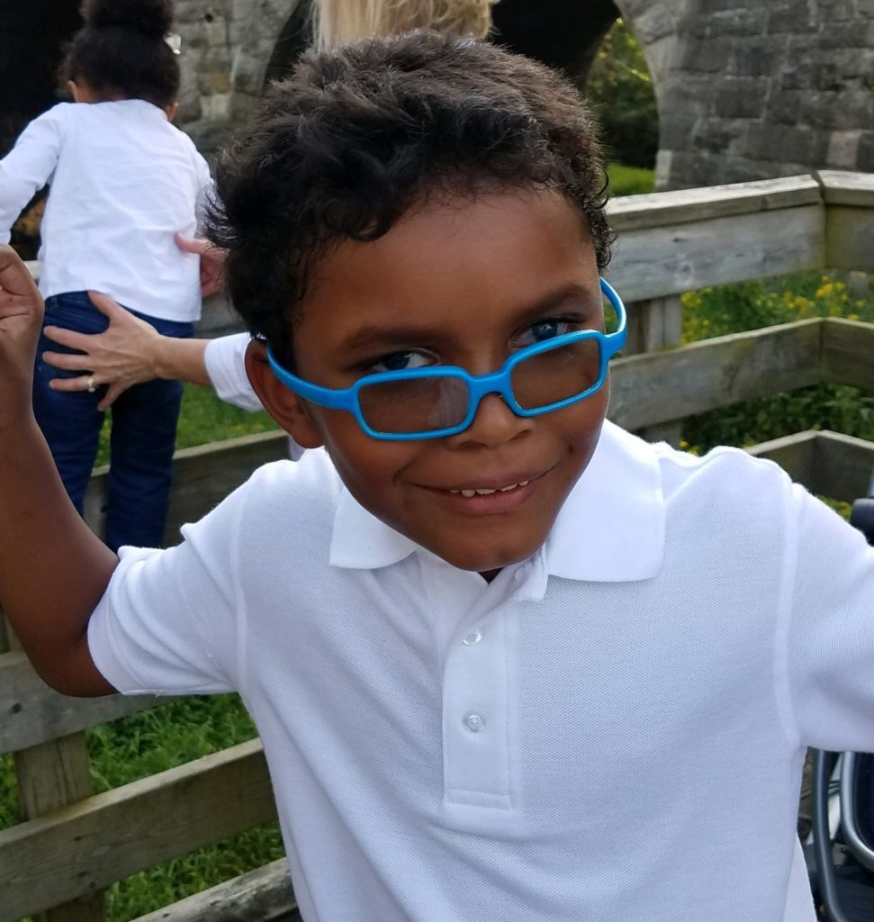 Boy with aniridia smiling